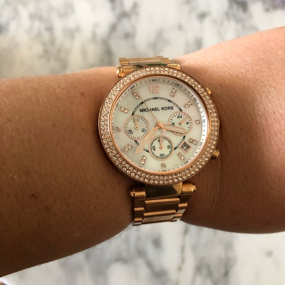 Michael Kors Rose Gold Rhinestone Watch - Picture 5 of 8